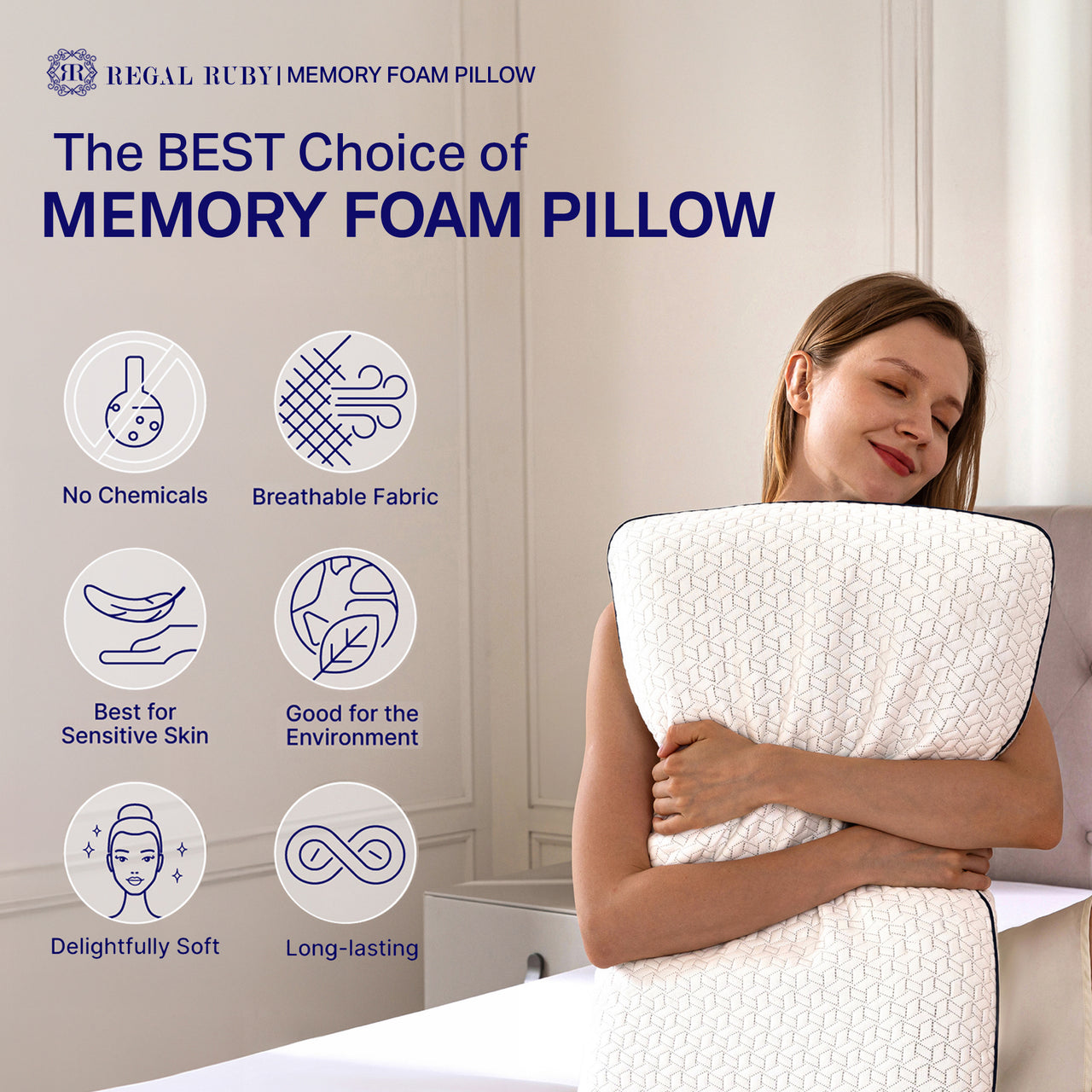 Regal Ruby Gel Memory Foam Pillow - Bed Pillows with Viscose Made from Bamboo Pillow Cover, Cooling