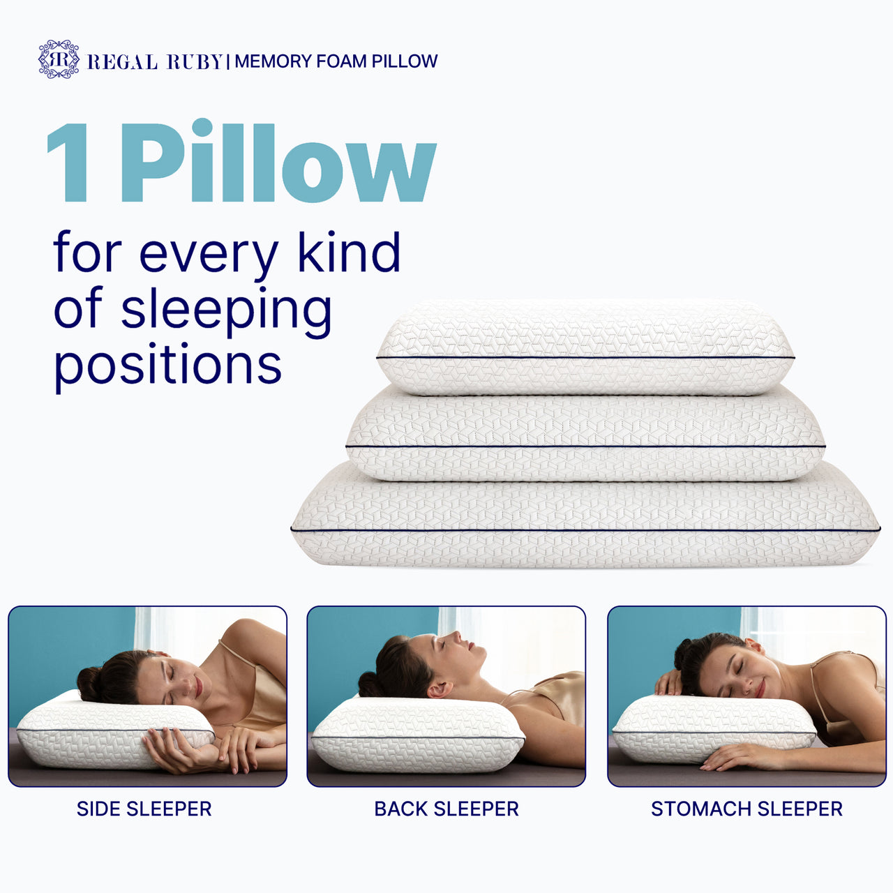 Regal Ruby Gel Memory Foam Pillow - Bed Pillows with Viscose Made from Bamboo Pillow Cover, Cooling